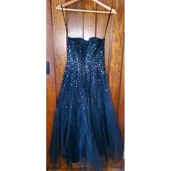 Vintage Hugo Buscati Collection Black Sequin Evening Gown Size 6 - Picture 1 of 6